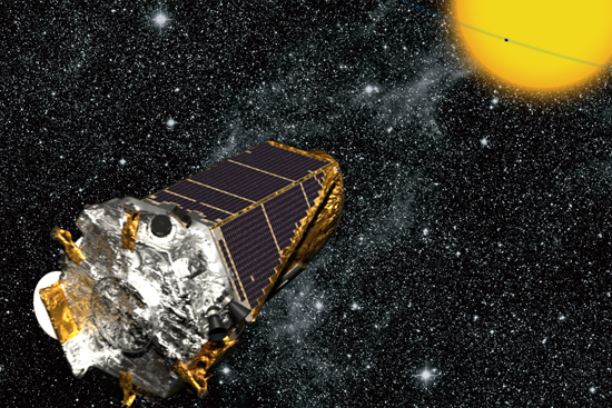 Satélite Kepler a observar um trânsito planetário - Crédito NASAKepler MissionWendy Stenzel