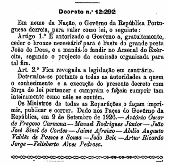 Decreto 12292 de 9 de Setembro de 1926