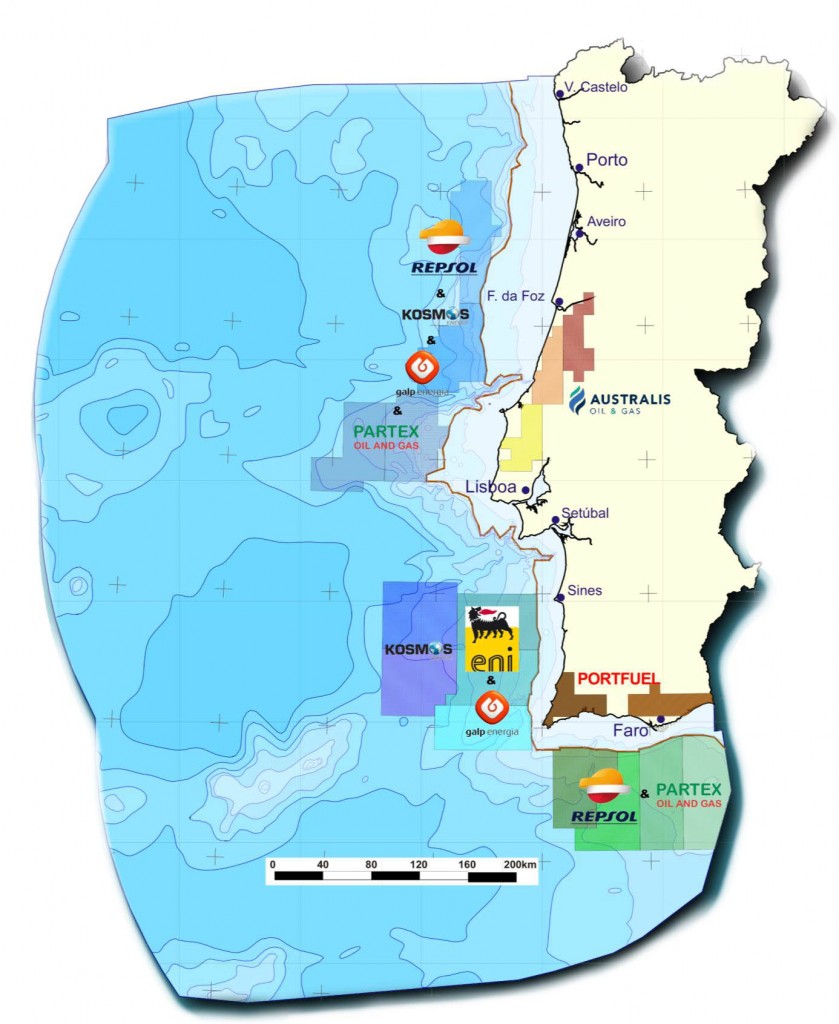 Áreas concessionadas para petróleo no mar