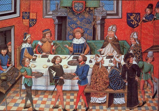 Banquete servido por João de Gaunt, Duque de Lancaster, ao seu genro D. João I de Portugal, numa iluminura do século XV