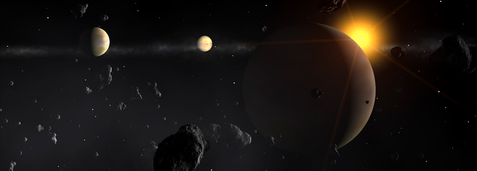 IMAGEM - Imagem artística de um sistema exoplanetário - Crédito ESO