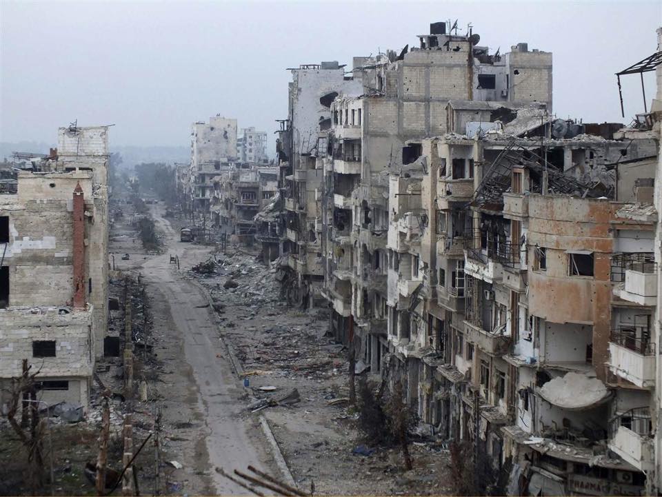 Destruction caused by war in a Syrian city