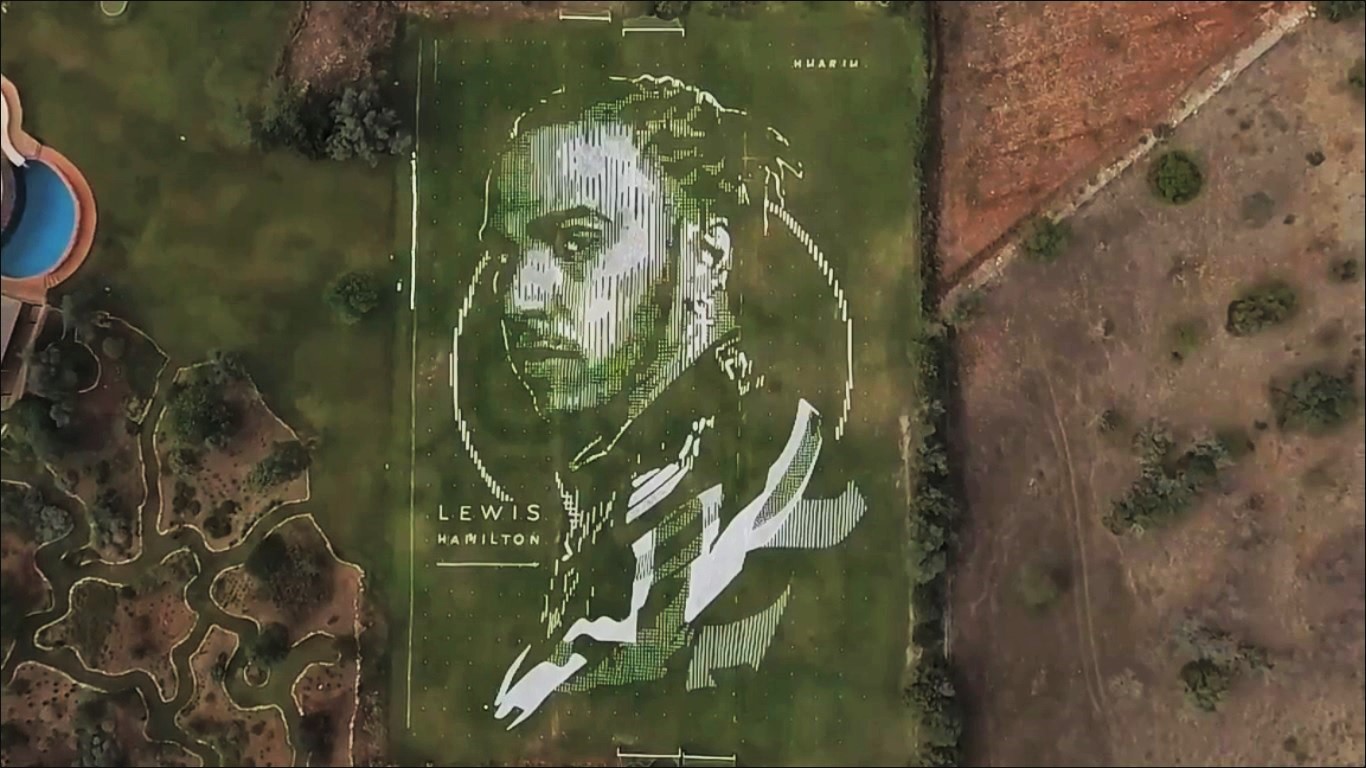 Sul Informação - Algarvio HUARIU deixou Hamilton de boca aberta com retrato gigante em campo de futebol