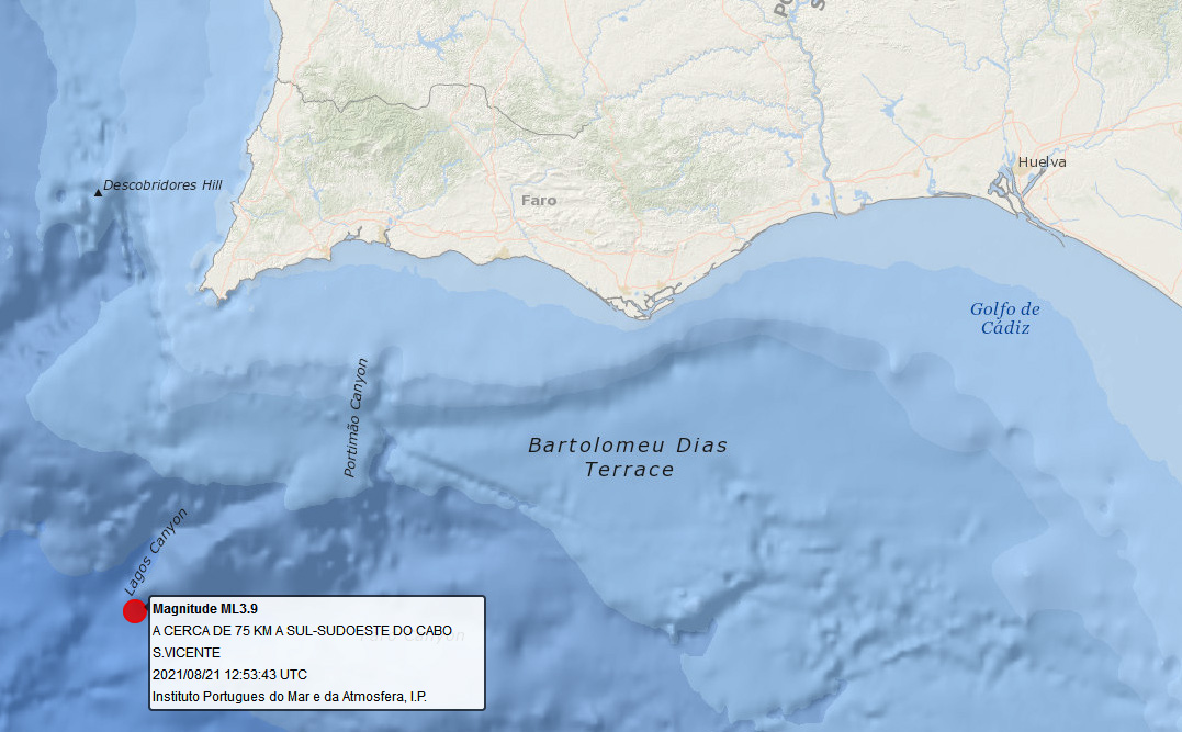 Sul Informação - Sismo de 3.9 registado a Sul-Sudoeste do Cabo de São Vicente