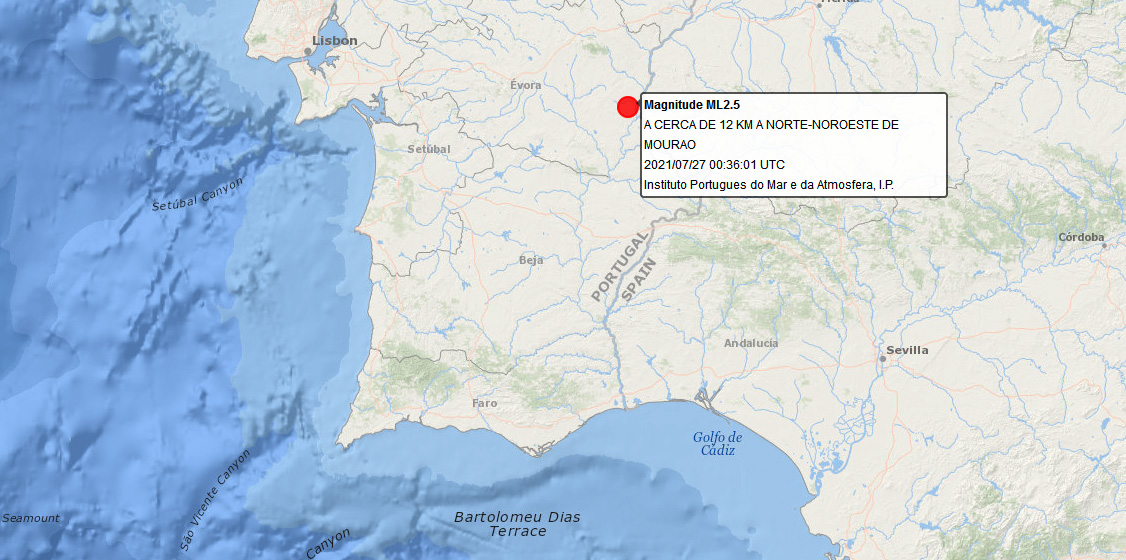 Sul Informação - Sismo de magnitude 2.5 foi sentido em Moura, Alandroal e Mourão