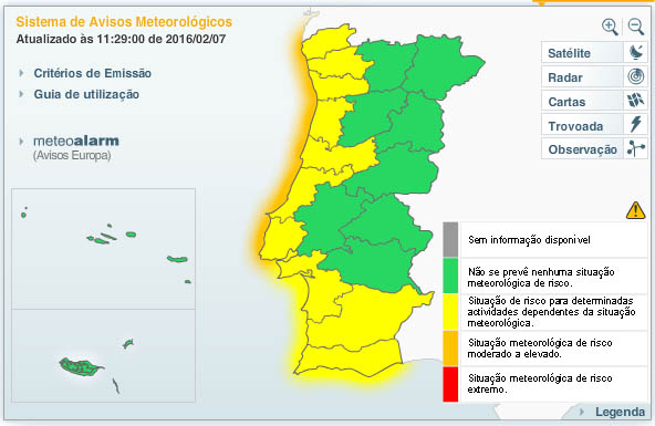 Sul Informação - Costa oeste, incluindo Algarve e Alentejo, sob aviso amarelo por causa da agitação marítima