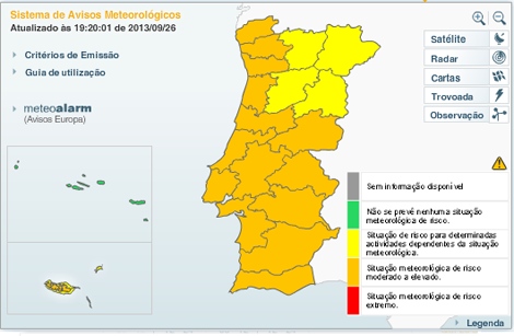 Sul Informação - Meteorologia aumenta avisos para Laranja devido à previsão de chuva forte e ventania