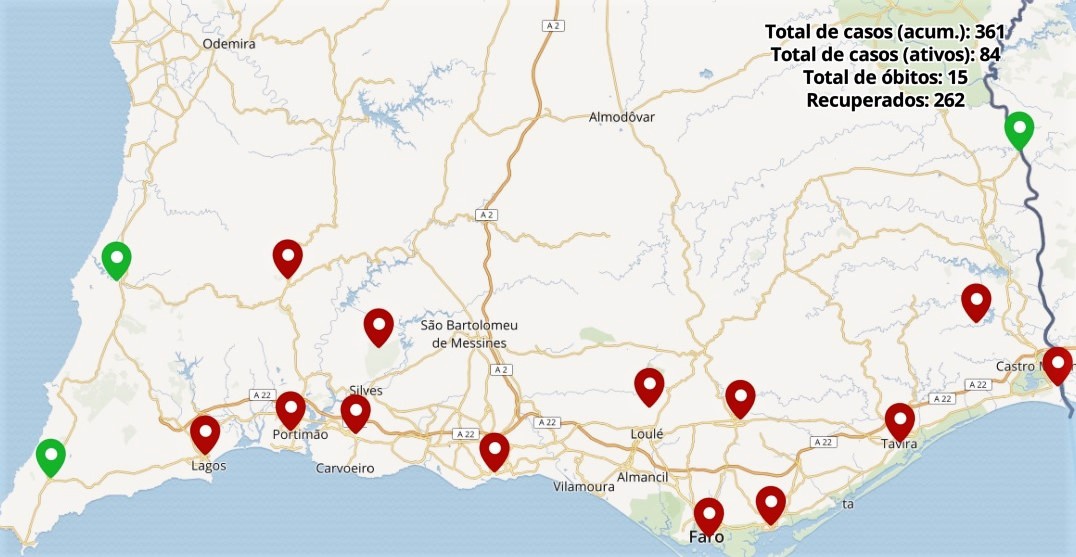 Sul Informação - Algarve tem 262 recuperados. Casos ativos são agora 84 [com mapa]