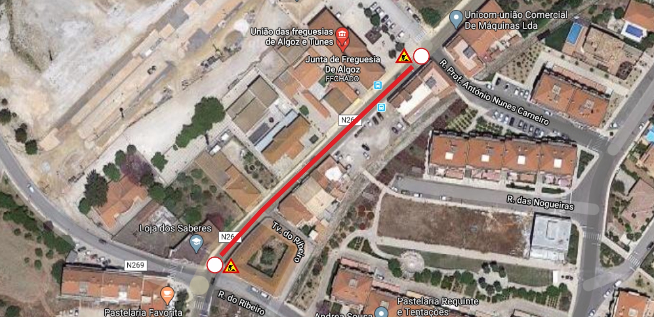 Sul Informação - Algoz: Trânsito vai estar interrompido na Rua do Alto do Palmeiral