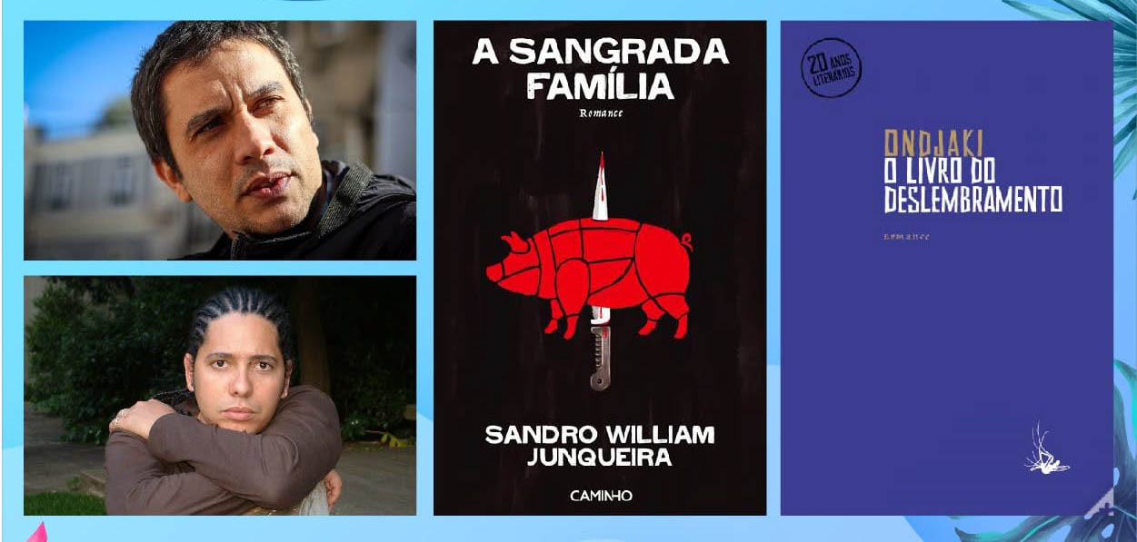 Sul Informação - Sandro William Junqueira e Ondjaki num jardim de Portimão para falar dos seus livros