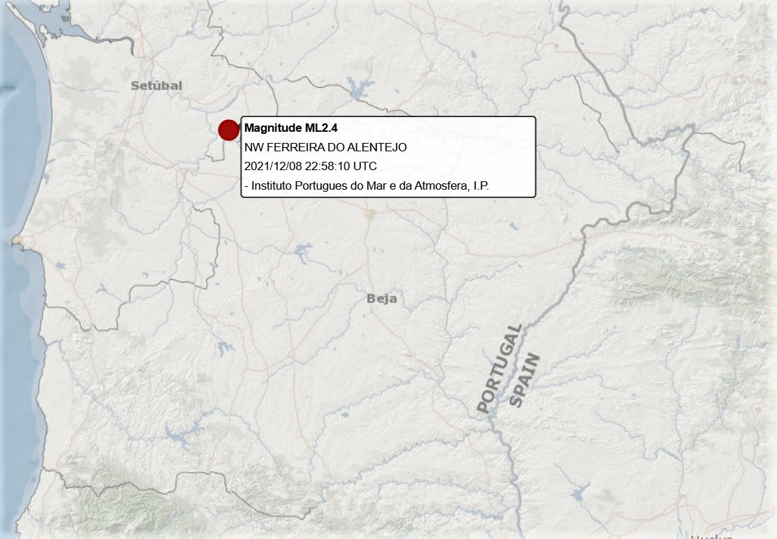 Sul Informação - Sismo de 2.4 com epicentro a 20 quilómetros de Ferreira do Alentejo foi sentido