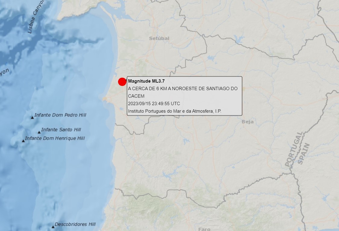 Sul Informação - Sismo de 3,7 sentido em Santiago do Cacém, Alcácer, Évora, Grândola e Sines