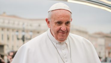 Vatican City, Vatican. February 3, 2016. Portrait of Pope Francis, Jorge Bergoglio, during the tour of St. Peter's Square.