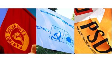 bandeiras do ps cdu e psd juntas