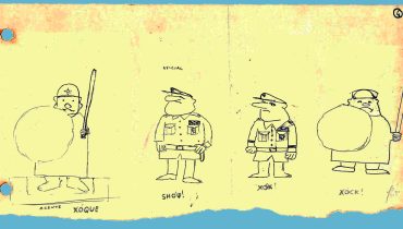 Desenho feito em 1974, representando a polícia de choque