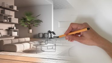 Architect interior designer concept: hand drawing a design inter
